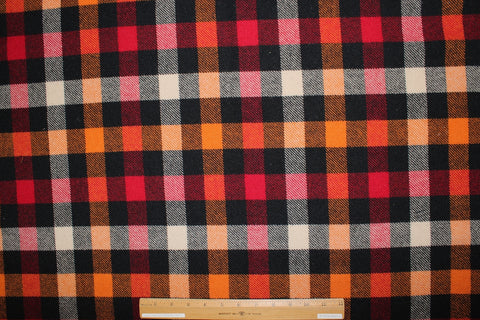 English Buffalo Check Flannel - Orange/Red/Black/Beige