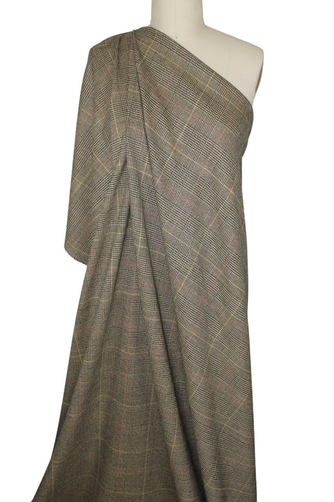 Glen Plaid Cashmere Blend Flannel - Black/Cream/Red/Gold Gorgeous Fabrics Glen Plaid Cashmere Blend Flannel - Black/Cream/Red/Gold Gorgeous Fabrics
