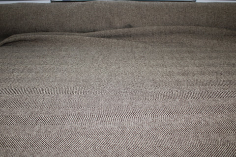 Stretch Herringbone Tweed Wool - Brown/Ivory