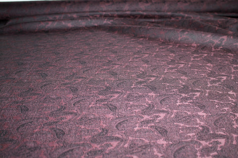 1 1/2+ yards of Reversible Paisley Wool Jacquard - Dark Eggplant/Black