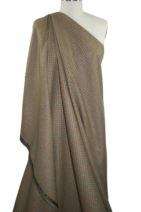 Harris Style Selvage Wool Tweed - Tan/Brown/Greens/Coral