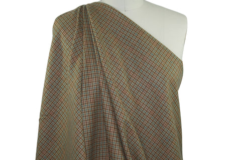 Harris Style Selvage Wool Tweed - Tan/Brown/Greens/Coral