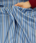 Blue striped silk twill
