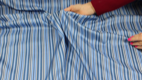 Blue striped silk twill