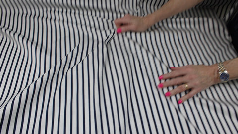 Navy and white striped Italian cotton shirting