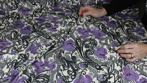 Stylized floral silk jersey