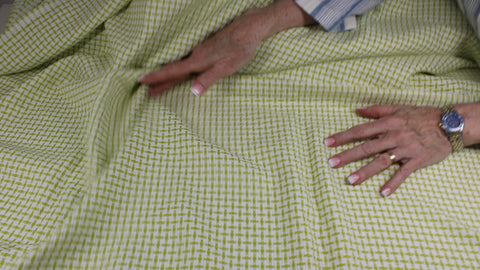 Lime and white checked bouclé