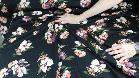 Floral print jacquard heavy challis