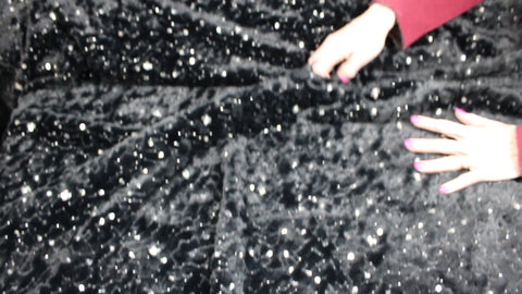 Sequin/bead embellished faux fur