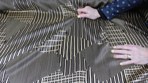 Graphic print silk charmeuse in brown tones