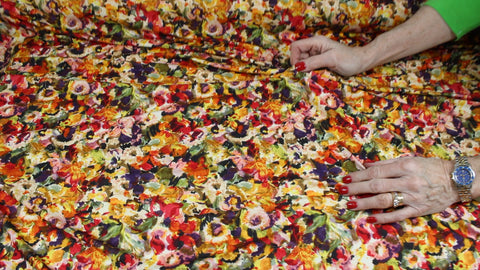 Bright colored floral rayon jersey