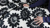 Black and white daisy print cotton piqué
