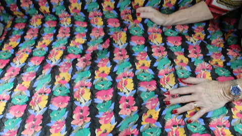 Floral striped burnout silk