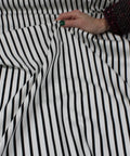 Black and white striped cotton shirting