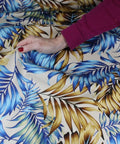 Tropical print stretch cotton twill