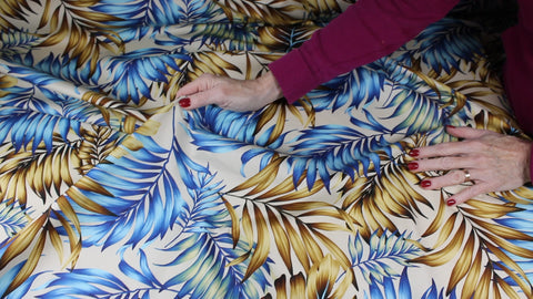 Tropical print stretch cotton twill