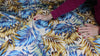Tropical print stretch cotton twill
