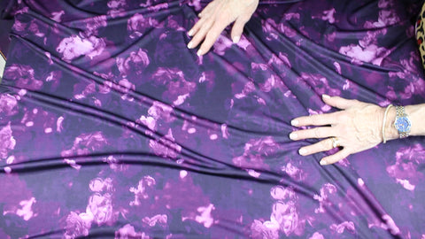 Digital print floral jersey in purples