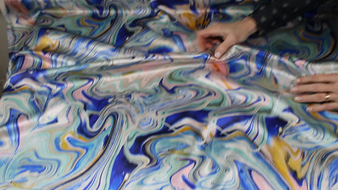 Wide abstract print silk