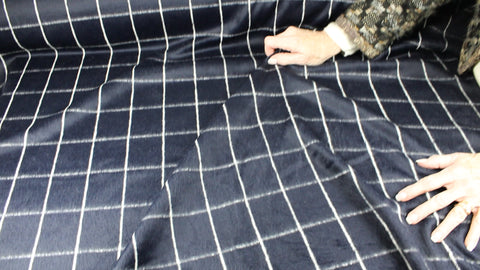 Wool blend napped checked knit