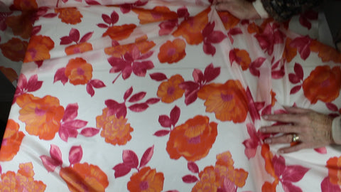 Poppy print silk habotai