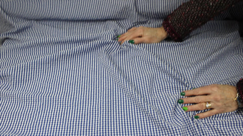 Blue and white gingham seersucker