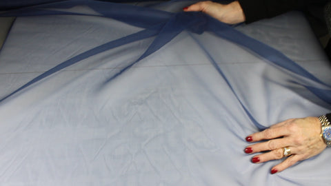 Medium blue wide silk organza