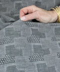 Gray geometric weave cotton shirting