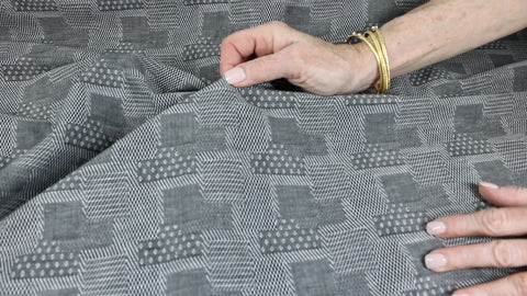 Gray geometric weave cotton shirting