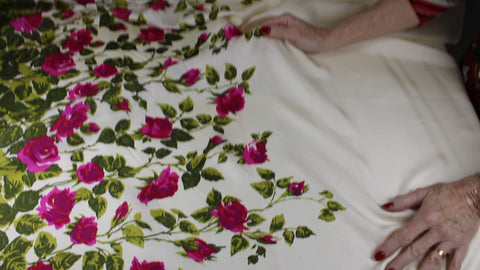 0scar de la Renta rose border print silk