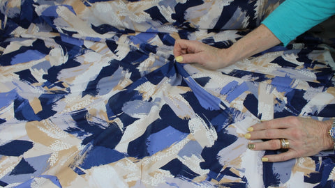 Blue brushstroke print lightweight jersey