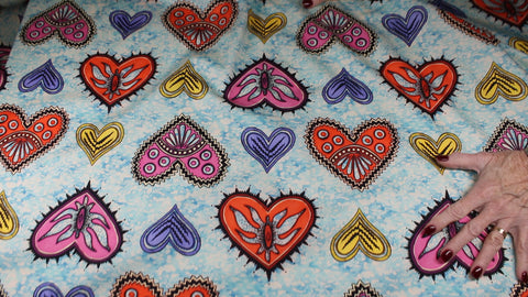 Heart print stretch cotton fabric