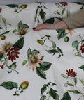 Floral linen rayon blend fabric