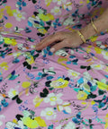 Floral rayon jersey on a pink background