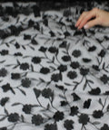Applique embroidered mesh fabric