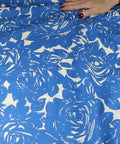 Rose print cotton bottom weight in blues