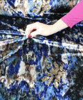 Abstract print stretch panne velvet