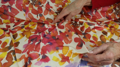 French rayon jersey with an impressionist floral print