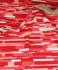 "Tile" print cotton in red tones