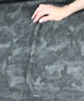 Black/gray camo print stretch corduroy