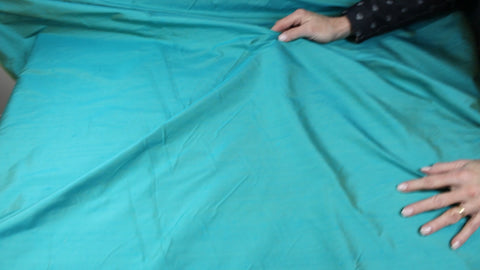 Iridescent peacock blue silk dupioni