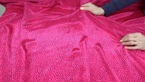 Dot print rayon crepe de chine that feels JUST like silk