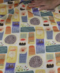 Mid-century style block print cotton