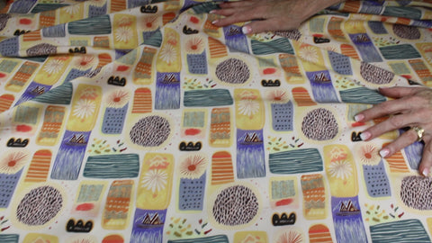 Mid-century style block print cotton