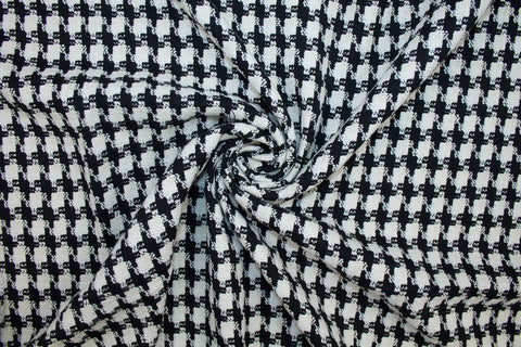 3/4 yard of NY Designer Cotton Houndtooth Tweed Bouclé - Black/Ivory/Natural