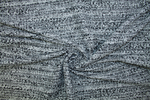 3 Yards of K@rl L@gerfeld Wool-Blend "Ottoman" Bouclé - Black/White/Gray/Silver