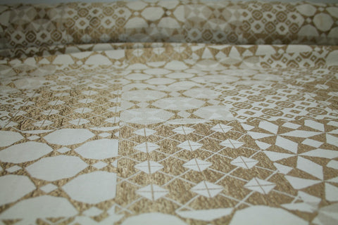Extra Wide NY Designer Patchwork- Effect Brocade - Gold/Off-White