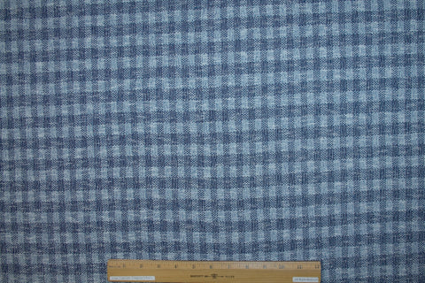 Plaid Cotton Double Knit - Blue/Gray/White