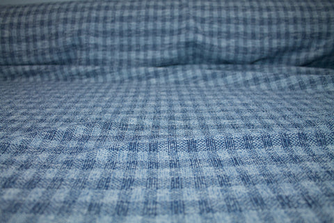 Plaid Cotton Double Knit - Blue/Gray/White