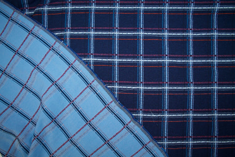 Plaid Cotton Double Cloth - Blue Tones